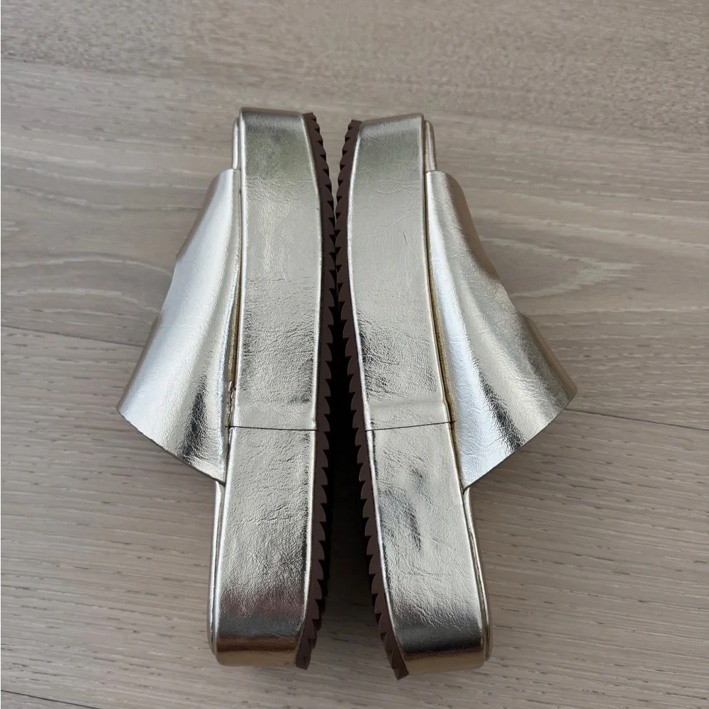 Metallic Gold Platform Sandals - Picture 2 of 5